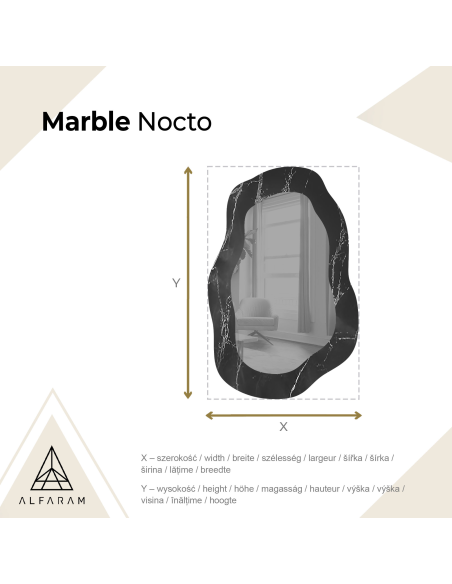 Nepravilno ogledalo na crno-zlatnom mramoru – MARBLE NOCTO