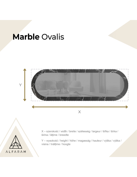 Ovalno ogledalo na crno-srebrnom mramoru – MARBLE OVALIS