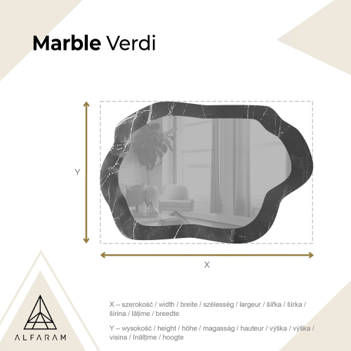 Nepravilno ogledalo na crno-zlatnom mramoru – MARBLE VERDI