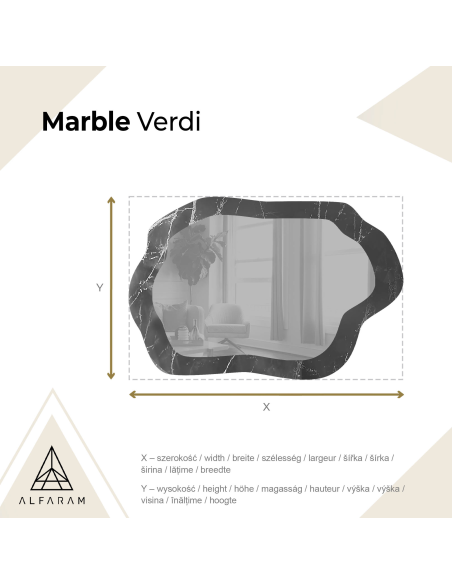 Nepravilno ogledalo na crno-zlatnom mramoru – MARBLE VERDI