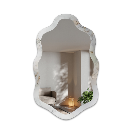 Nepravilno ogledalo na bijelo-zlatnom mramoru – MARBLE CALANTHE