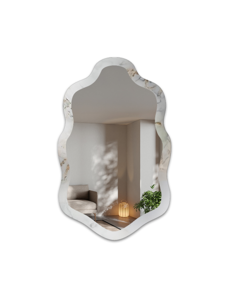 Nepravilno ogledalo na bijelo-zlatnom mramoru – MARBLE CALANTHE