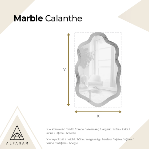 Nepravilno ogledalo na bijelo-zlatnom mramoru – MARBLE CALANTHE