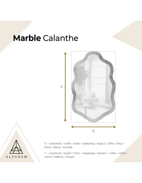 Nepravilno ogledalo na bijelo-zlatnom mramoru – MARBLE CALANTHE