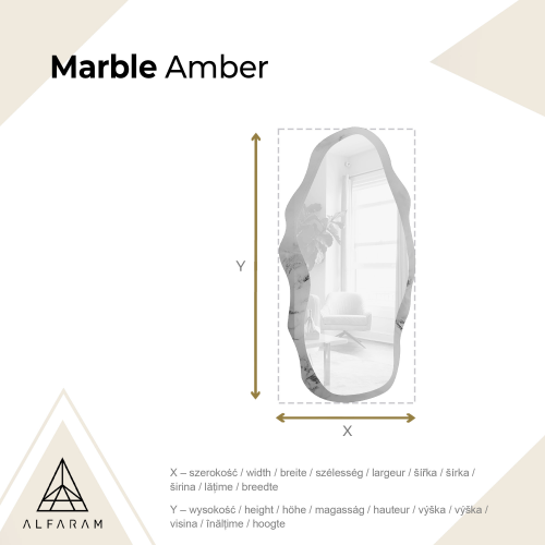 Nepravilno ogledalo na bijelo-zlatnom mramoru – MARBLE AMBER