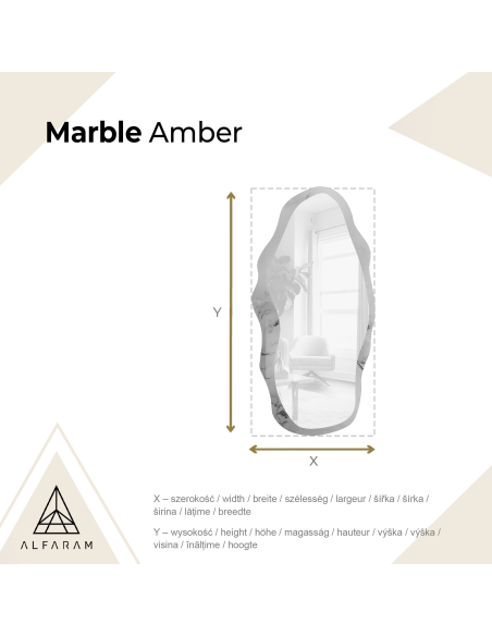 Nepravilno ogledalo na bijelo-zlatnom mramoru – MARBLE AMBER