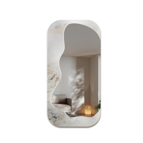 Nepravilno ogledalo na bijelo-zlatnom mramoru – MARBLE ZARI