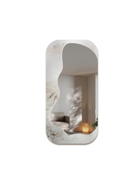 Nepravilno ogledalo na bijelo-zlatnom mramoru – MARBLE ZARI
