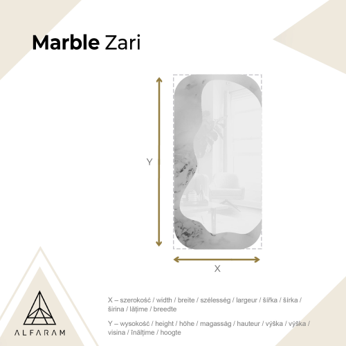 Nepravilno ogledalo na bijelo-zlatnom mramoru – MARBLE ZARI