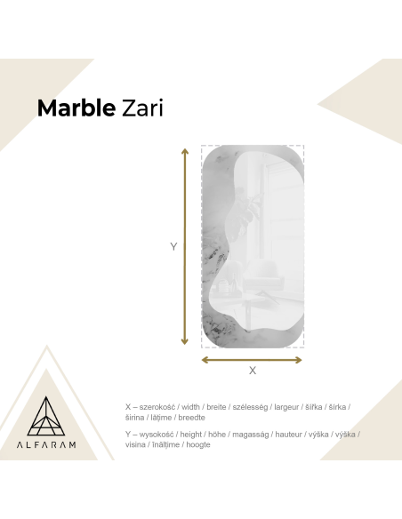 Nepravilno ogledalo na bijelo-zlatnom mramoru – MARBLE ZARI