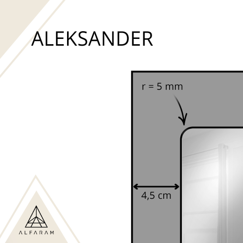 Ogledalo u potkrovlju s ostakljenim letvicama u crnom MDF okviru - ALEKSANDER