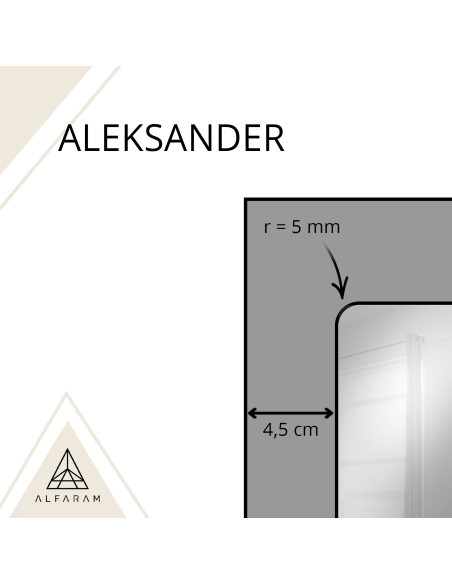 Ogledalo u potkrovlju s ostakljenim letvicama u crnom MDF okviru - ALEKSANDER