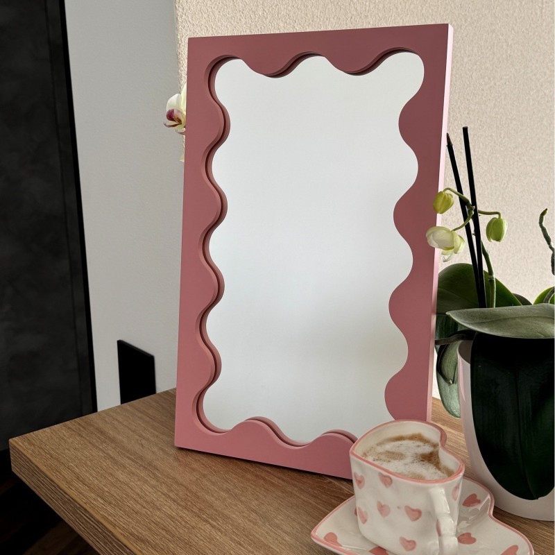 Kozmetičko ogledalo u ružičastom MDF okviru - BLOBS PRISM PETITE
