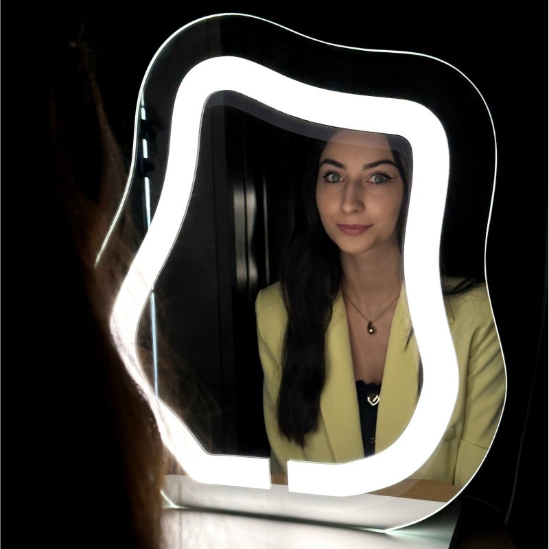 Kozmetičko ogledalo s pjeskarenim pozadinskim osvjetljenjem - FLOW LED PETITE