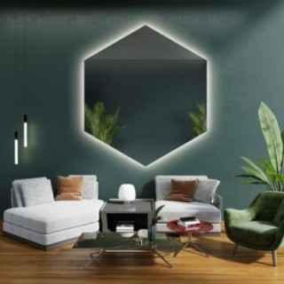 Ogledalo geometrijskog oblika s osvjetljenjem - HEXA LED
