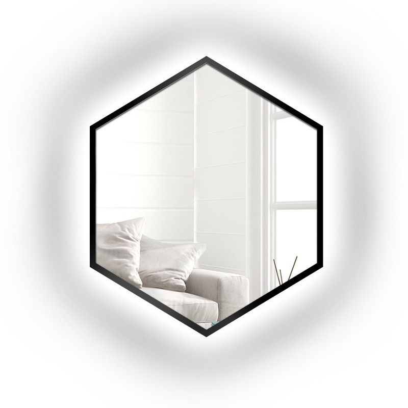 Ogledalo geometrijskog oblika u okviru s osvjetljenjem - HEXA U OKVIRU LED