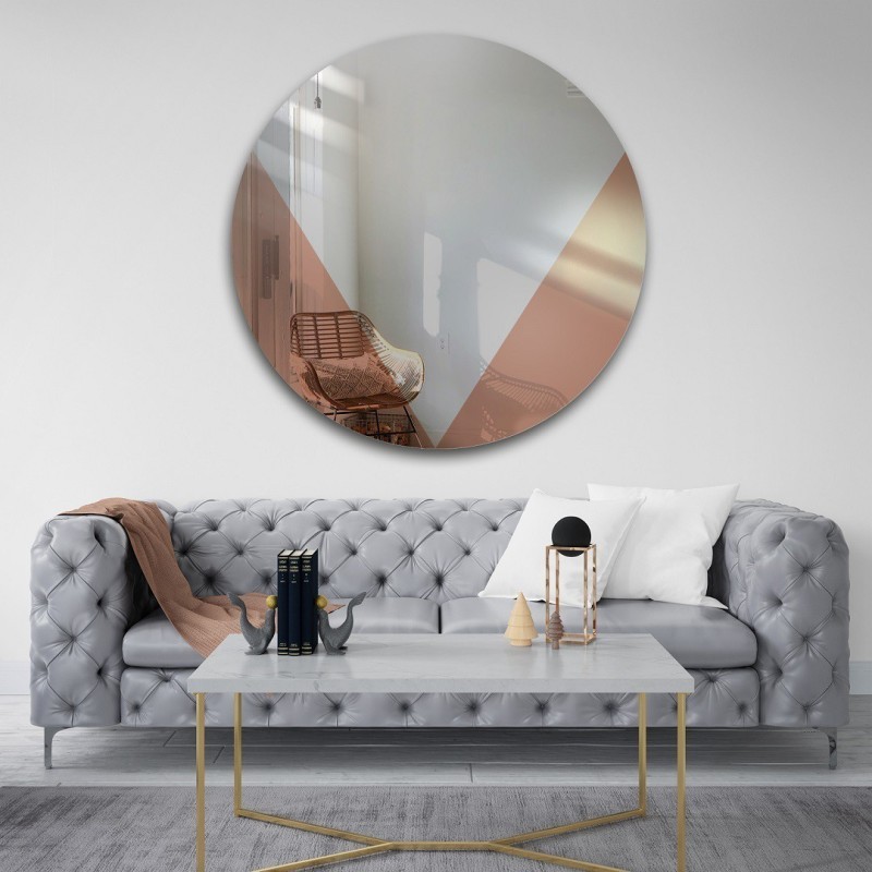Okruglo ukrasno ogledalo s bakrenom rose gold površinom - LOLO