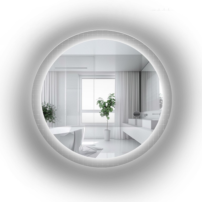 Okruglo ogledalo na ornamentalnom staklu Master Flex s pozadinskim osvjetljenjem - LUXORA FROSTED LED