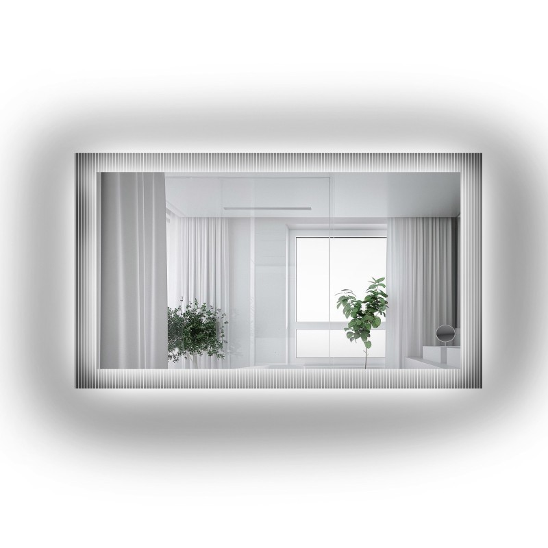 Pravokutno ogledalo na ornamentalnom staklu Visiosun Classic s pozadinskim osvjetljenjem - LUXORA CLARITY LED