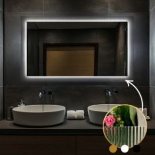 Pravokutno ogledalo na ornamentalnom staklu Visiosun Classic s pozadinskim osvjetljenjem - LUXORA CLARITY LED