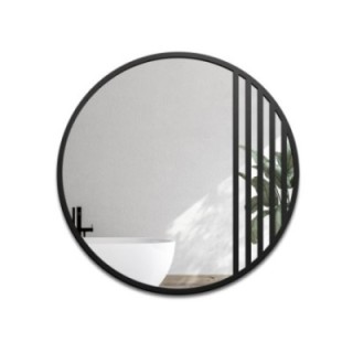Okruglo loft ogledalo u obliku prozora u mat crnom MDF okviru - LOTIS - boja okvira po izboru