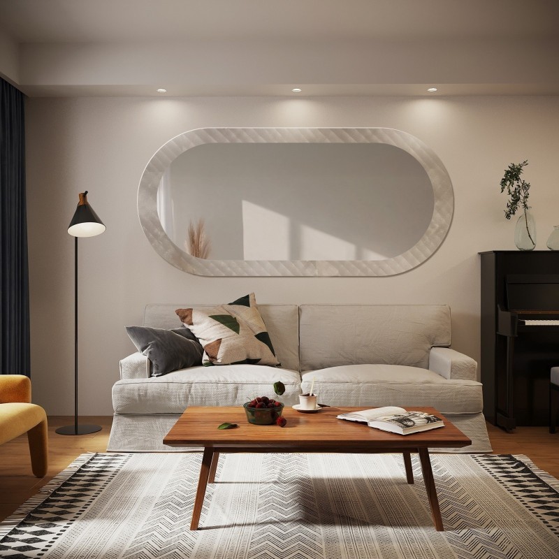 Dekorativno ovalno ogledalo na ornamentalnom staklu Master Soft - LUXORA VESPER