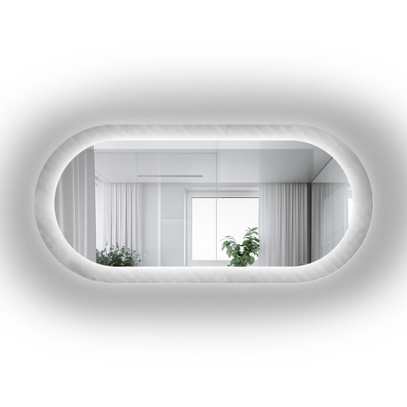 Ovalno ogledalo na ornamentalnom staklu Master Soft s pozadinskim osvjetljenjem - LUXORA VESPER LED