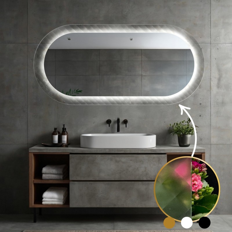 Ovalno ogledalo na ornamentalnom staklu Master Soft s pozadinskim osvjetljenjem - LUXORA VESPER LED