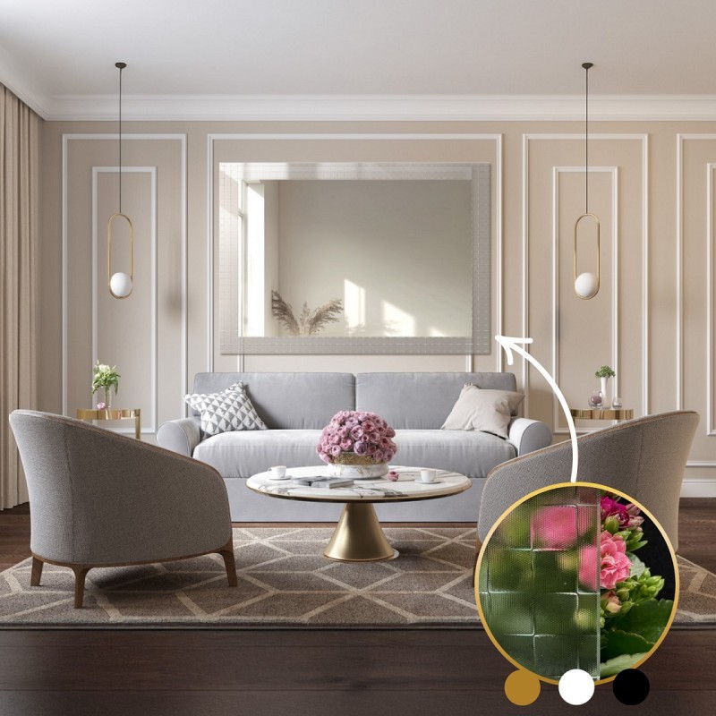 Dekorativno pravokutno ogledalo na ornamentalnom staklu Master Flex - LUXORA ETERION