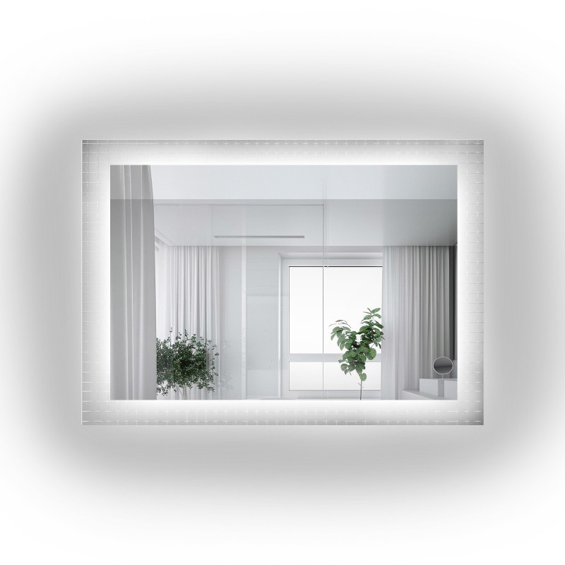 Pravokutno ogledalo na ornamentalnom staklu Master Flex s pozadinskim osvjetljenjem - LUXORA ETERION LED