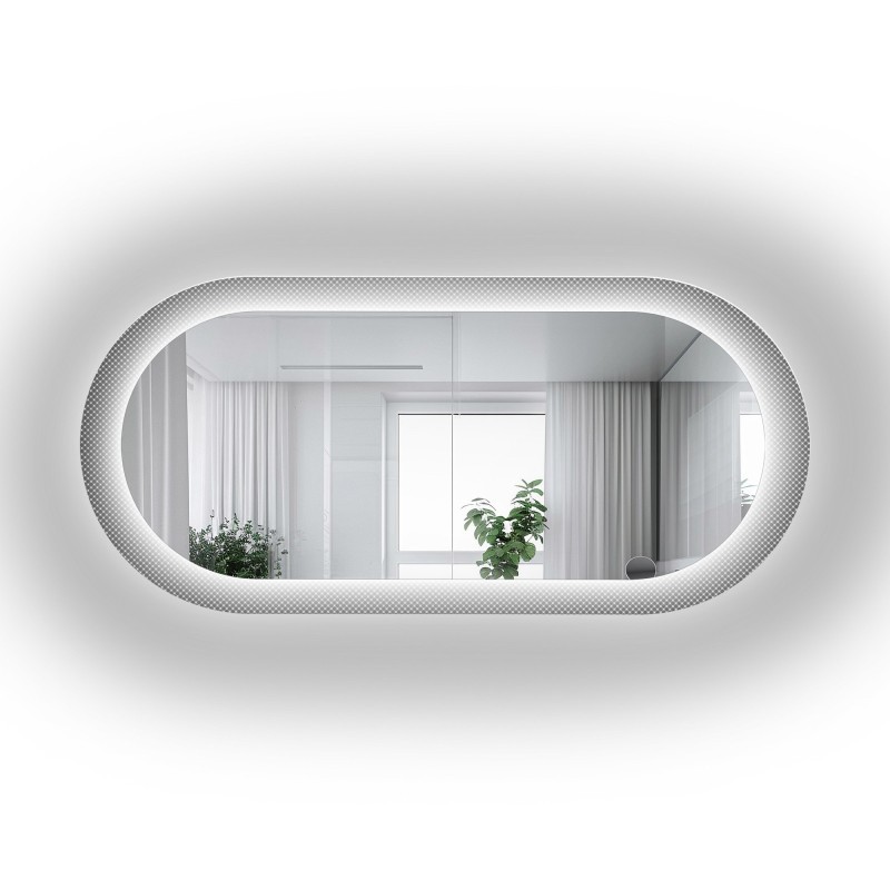 Ovalno ogledalo na ornamentalnom staklu Master Point s pozadinskim osvjetljenjem - LUXORA ORNATE LED