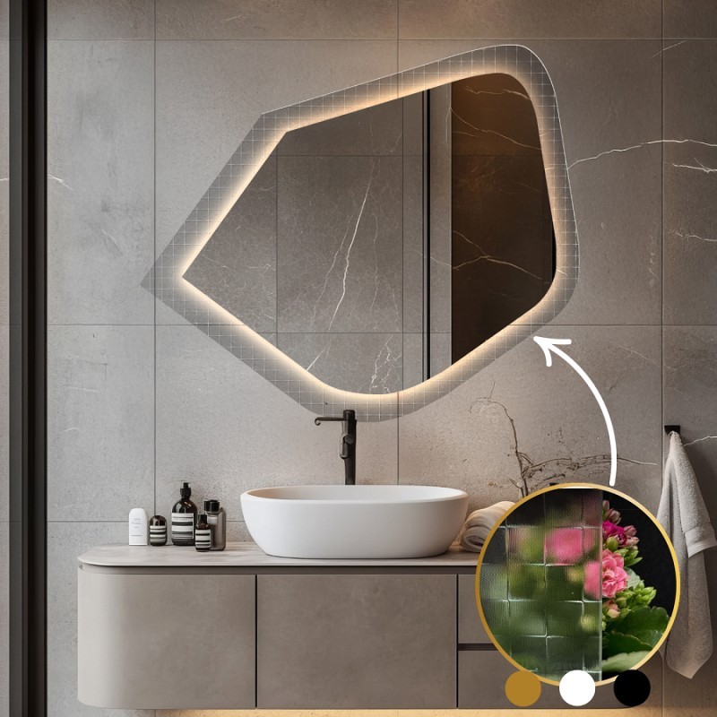 Ogledalo na ornamentalnom staklu Master Flex s pozadinskim osvjetljenjem - LUXORA PRISTAL LED