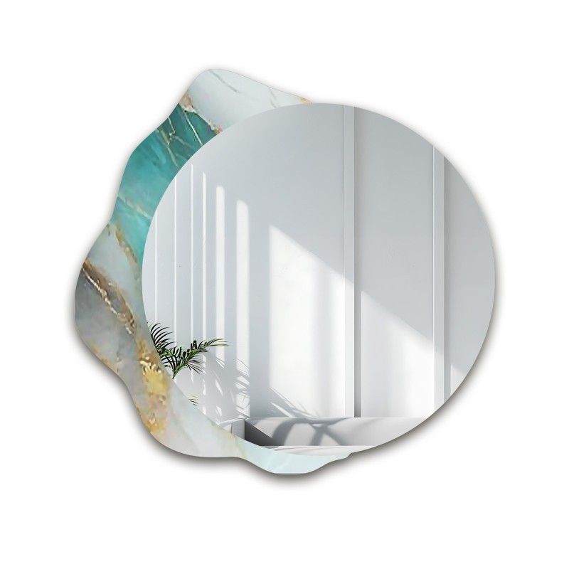 Okruglo ogledalo na nepravilnom zelenom mramoru – MARBLE FERRO