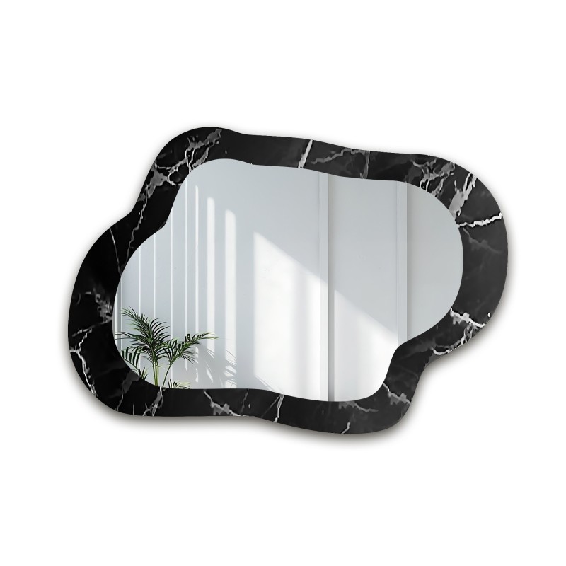Nepravilno ogledalo na crno-srebrnom mramoru – MARBLE GRISO