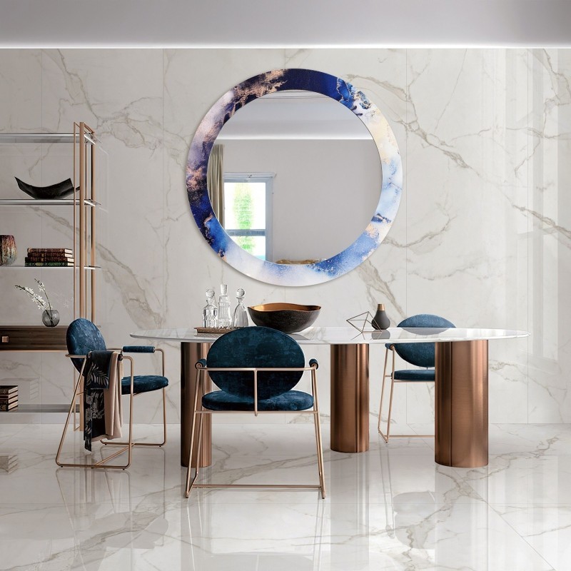 Okruglo ogledalo na plavom mramoru – MARBLE IRIS