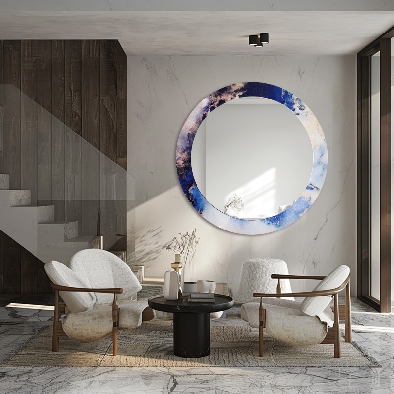 Okruglo ogledalo na plavom mramoru – MARBLE IRIS