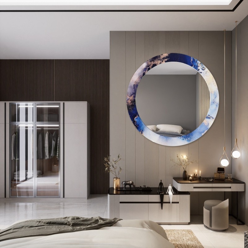 Okruglo ogledalo na plavom mramoru – MARBLE IRIS