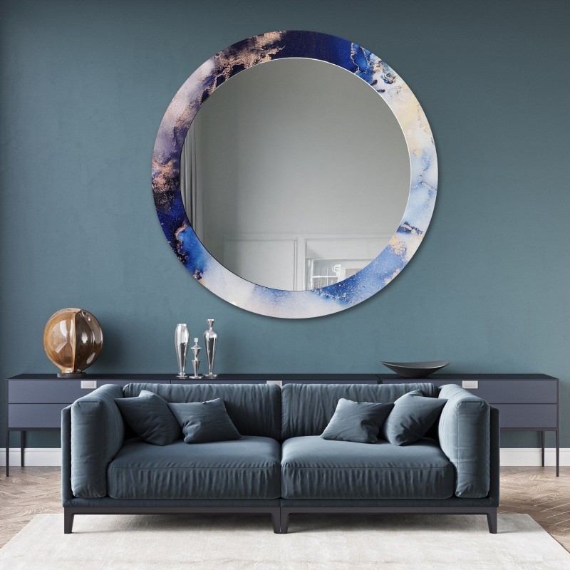 Okruglo ogledalo na plavom mramoru – MARBLE IRIS