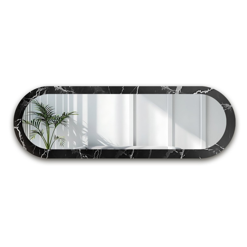 Ovalno ogledalo na crno-srebrnom mramoru – MARBLE OVALIS