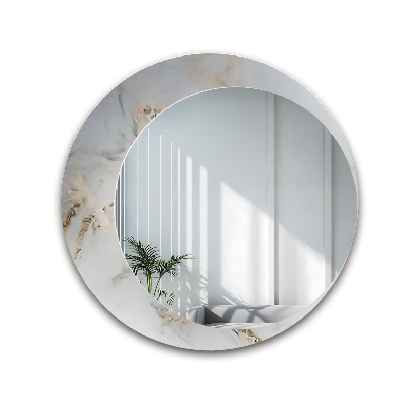 Okruglo ogledalo na bijelo-zlatnom mramoru – MARBLE MARLUCE