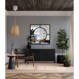 Četvrtasto ogledalo s loft MDF krugom - MERA