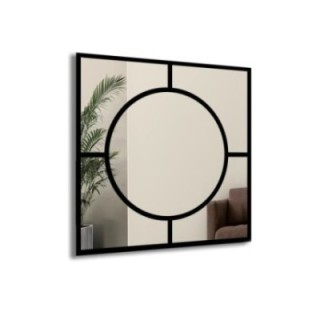 Četvrtasto ogledalo s loft MDF krugom - MERA