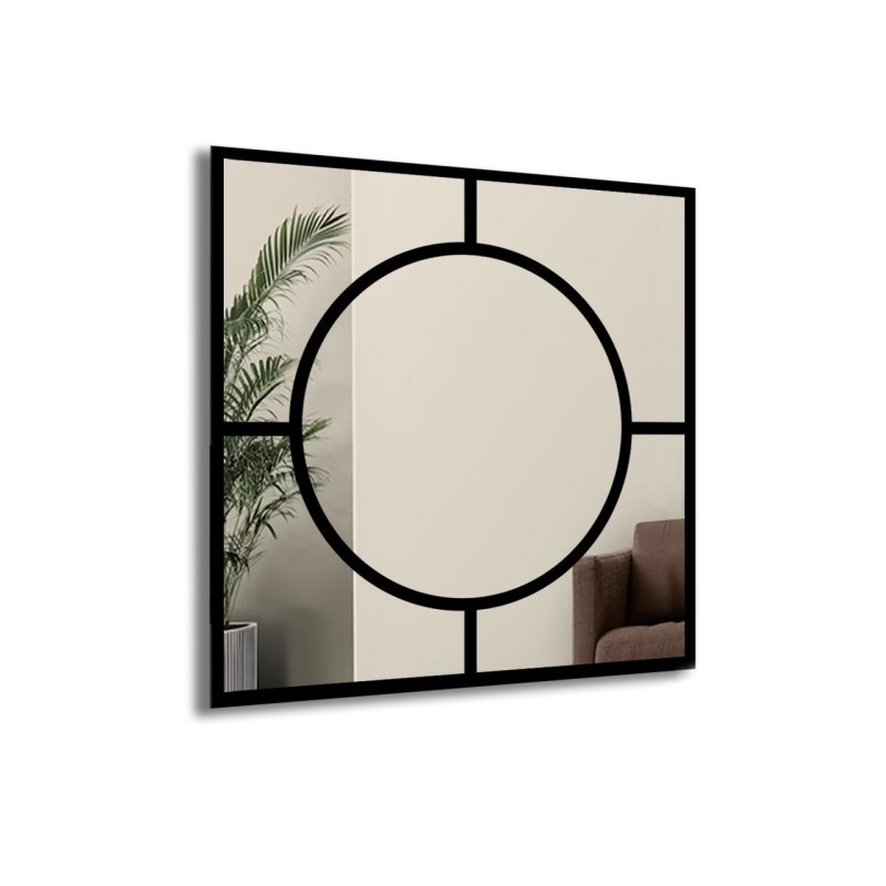 Četvrtasto ogledalo s loft MDF krugom - MERA