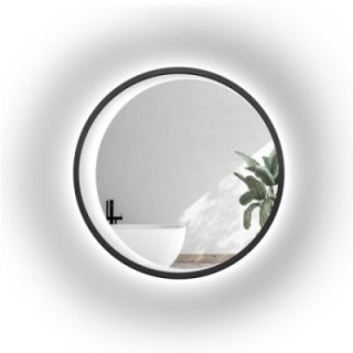 Kružna ogledala u crnom MDF okviru s pjeskarenim LED mjesecom – MIDNIGHT LED