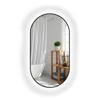 Ovalno ogledalo u crnom MDF SLIM okviru s pozadinskim osvjetljenjem - OLI LED - boja okvira po izboru