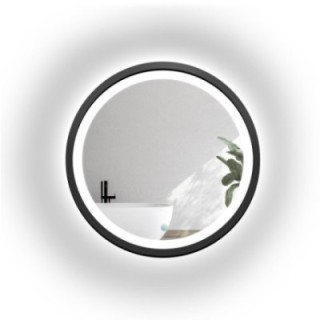 Okruglo ogledalo u mat crnom MDF okviru s pjeskarenim pozadinskim osvjetljenjem - OTIS LED - boja okvira po izboru