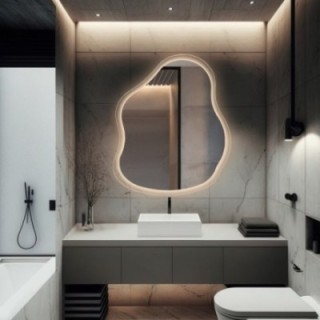 Ogledalo organskog oblika na float staklu s pozadinskim osvjetljenjem - STONE GLASS LED