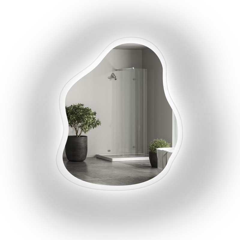 Ogledalo organskog oblika na float staklu s pozadinskim osvjetljenjem - STONE GLASS LED