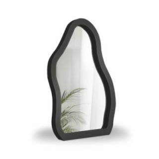 Kozmetičko ogledalo u crnom MDF okviru - STONE PETITE