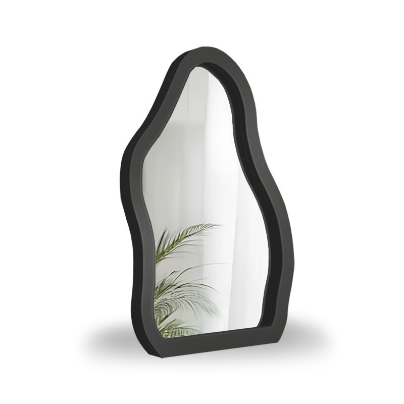 Kozmetičko ogledalo u crnom MDF okviru - STONE PETITE